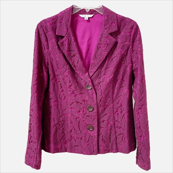 CAbi Frolic Blazer Jacket Lace Overlay Raspberry Size 6 - Picture 1 of 9